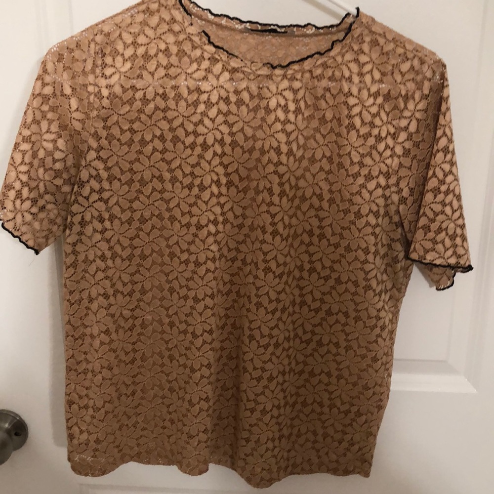 ZARA rose gold floral top